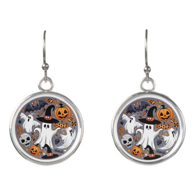 Ghosts Spooky and Creepy Cute Monsters Earrings (Front)