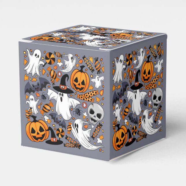 Ghosts Spooky and Creepy Cute Monsters Favor Boxes (Front Side)