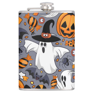 Ghosts Spooky and Creepy Cute Monsters Flask