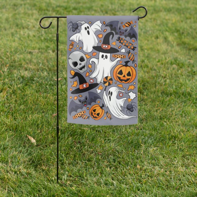 Ghosts Spooky and Creepy Cute Monsters Garden Flag (In SItu)