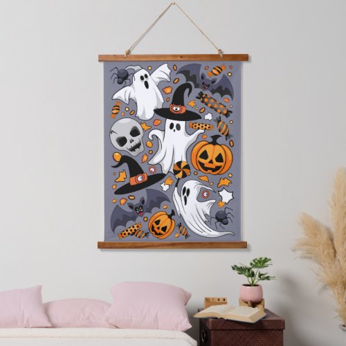 Ghosts Spooky and Creepy Cute Monsters Hanging Tapestry