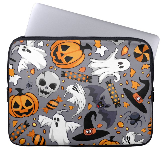 Ghosts Spooky and Creepy Cute Monsters Laptop Sleeve (Front)