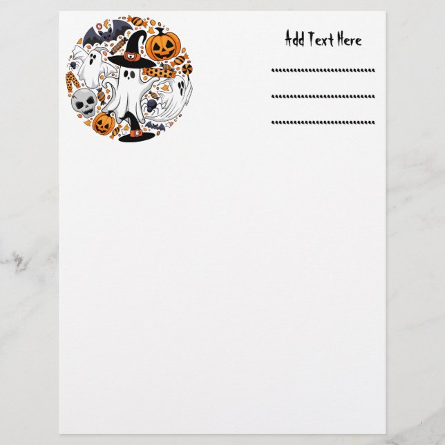 Ghosts Spooky and Creepy Cute Monsters Letterhead (Front)