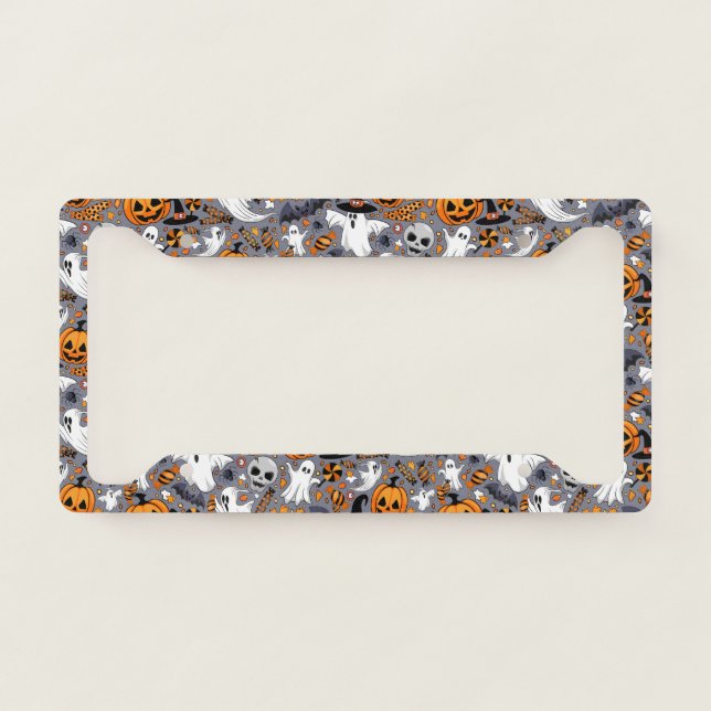Ghosts Spooky and Creepy Cute Monsters License Plate Frame (Front)