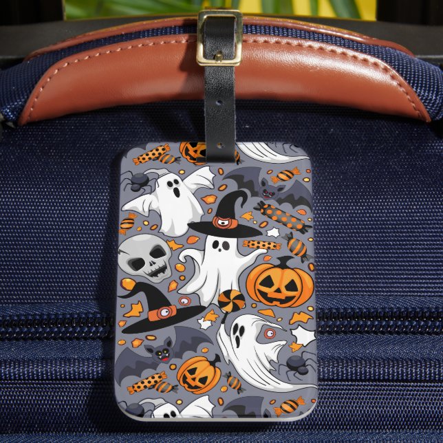 Ghosts Spooky and Creepy Cute Monsters Luggage Tag (Front Insitu 2)