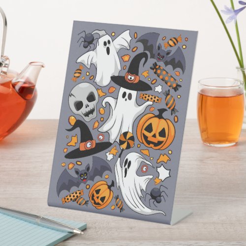 Ghosts Spooky and Creepy Cute Monsters Pedestal Sign