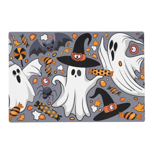 Ghosts Spooky and Creepy Cute Monsters Placemat (Front)