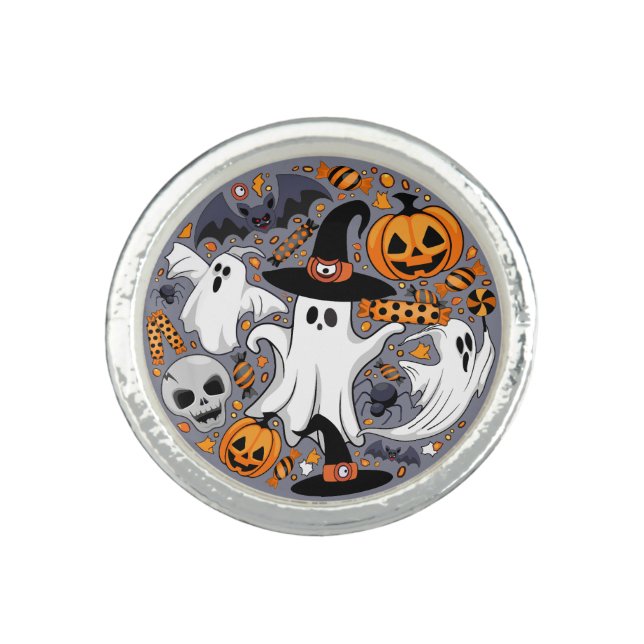 Ghosts Spooky and Creepy Cute Monsters Ring (Front)
