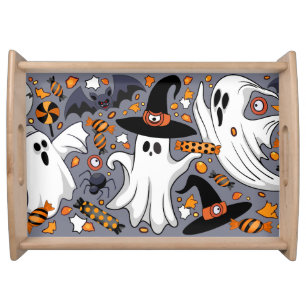 Ghosts Spooky and Creepy Cute Monsters Serving Tray