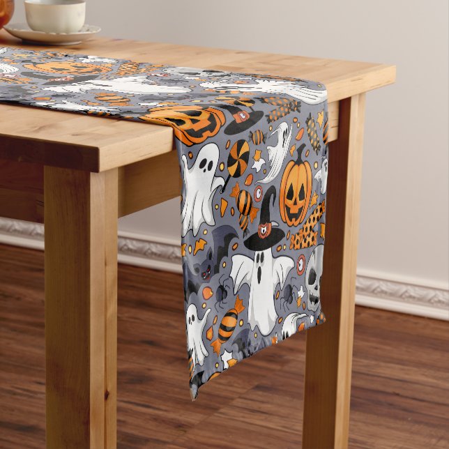 Ghosts Spooky and Creepy Cute Monsters Short Table Runner (In Situ)