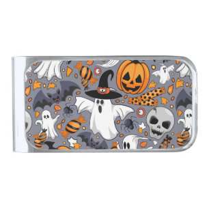 Ghosts Spooky and Creepy Cute Monsters Silver Finish Money Clip