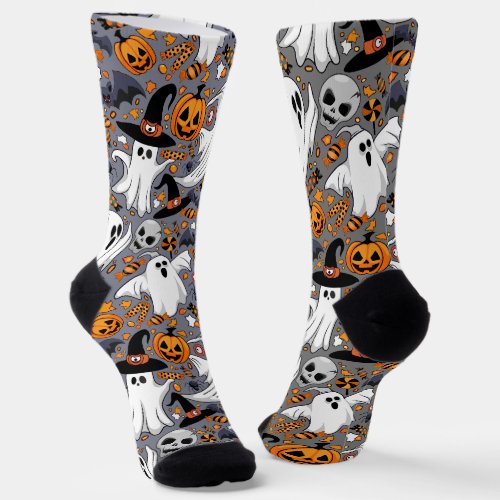 Ghosts Spooky and Creepy Cute Monsters Socks
