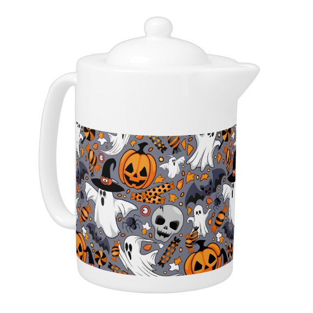 Ghosts Spooky and Creepy Cute Monsters Teapot (Left)