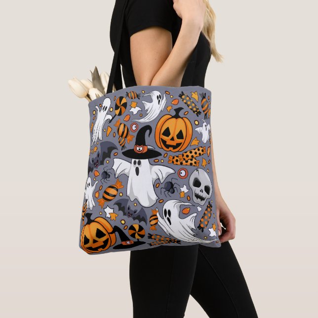 Ghosts Spooky and Creepy Cute Monsters Tote Bag (Close Up)