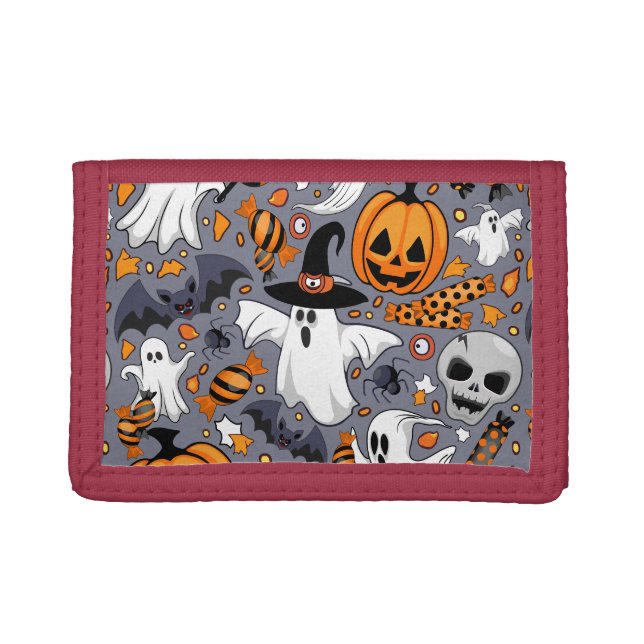 Ghosts Spooky and Creepy Cute Monsters Trifold Wallet (Front)