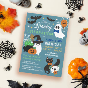 Ghosts Spooky Celebration Boy Halloween Birthday Invitation