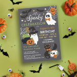 Ghosts Spooky Celebration Kids Halloween Birthday Invitation<br><div class="desc">Invite your friends to a spooky celebration in honor of your birthday with this Halloween themed birthday party invitation with cute illustrations of ghosts, bats, a raven, and a skull with spider web details, a pumpkin and a witch cauldron full of bubbly green ooze. Kids Halloween birthday party invitation for...</div>