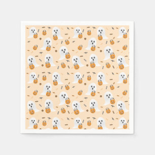 Ghosts Trick Or Treating Pumpkin Candy Bucket Napkins