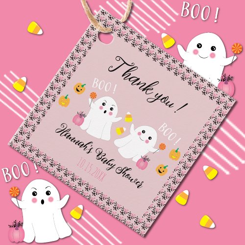 Ghosts Twin Girl Baby Shower Thank You Favor Tags