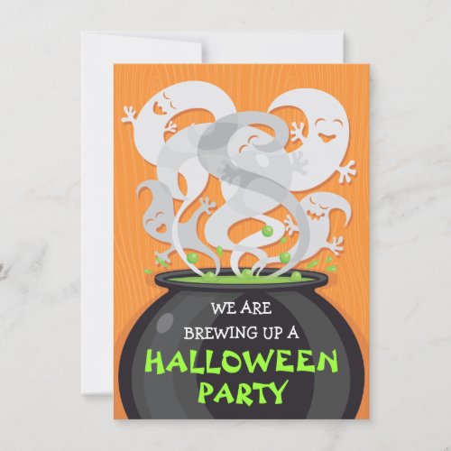 Ghosts &amp; Witches Cauldron Halloween Invitation