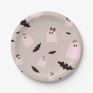 Ghosts with Bows Halloween Party Paper Plates