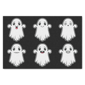 Ghosts With Different Faces Cute Halloween Black Tissue Paper