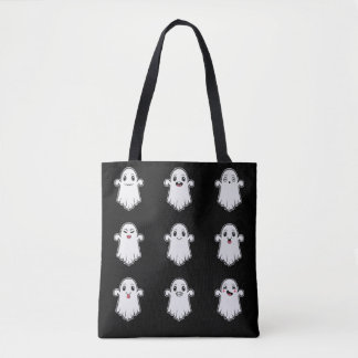 Ghosts With Different Facial Expressions Halloween Tote Bag