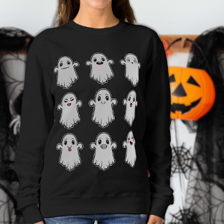 Ghosts With Various Facial Expressions Halloween Sweatshirt