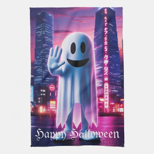 Ghosty Wave & Urban Lights  Kitchen Towel (Vertical)