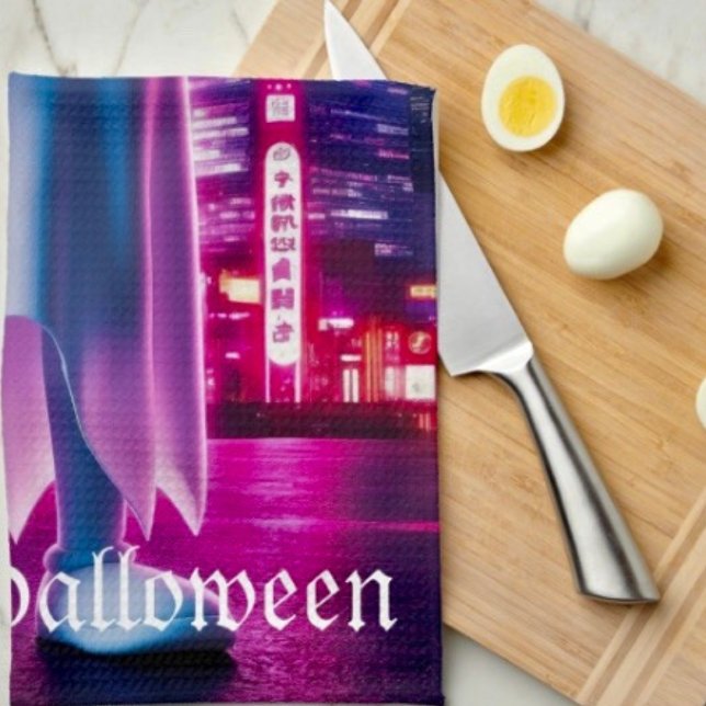 Ghosty Wave & Urban Lights  Kitchen Towel (Kitchen Towel 16”X24” poly-blend machine washable. 
)