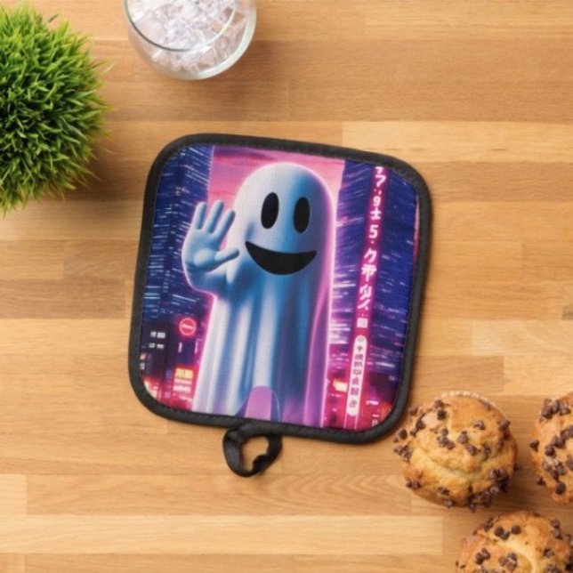 Ghosty Wave & Urban Lights  Pot Holder (Pot Holder Full rubber protection cover no slip silicon hanging loop. 
)