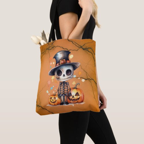 Ghoul and Jack_O Lanterns Orange Black Halloween Tote Bag
