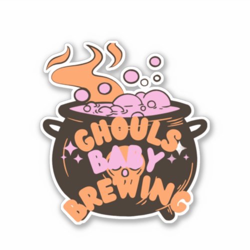 Ghoul baby brewing Halloween pregnancy revealing Sticker