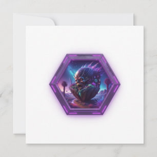 Ghoul Emerging From Pod On Desolate Landscape Invitation