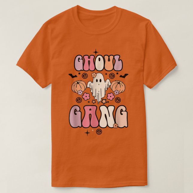 Ghoul Gang Groovy Hey Boo Pumpkin Boo Crew Hallowe T-Shirt (Design Front)