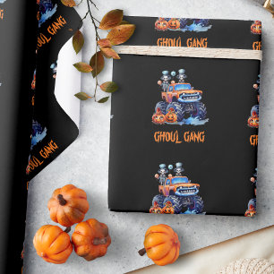 Ghoul Gang Halloween Monster Truck Gift Wrap