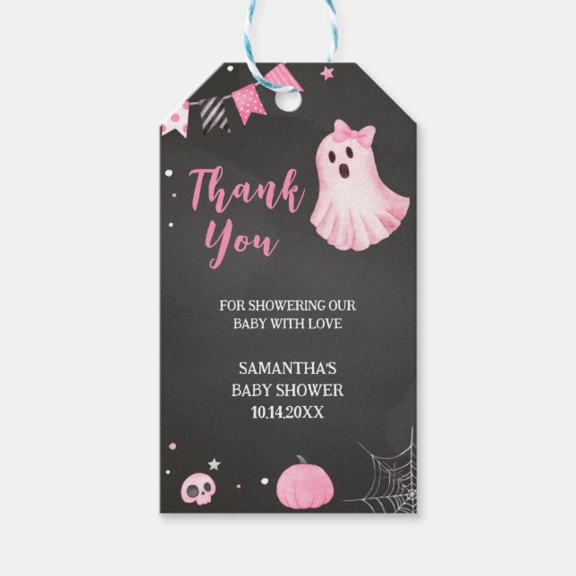 Ghoul Ghost Halloween Baby Shower Favor Tags (Front)
