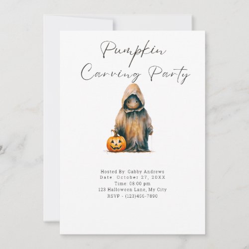 Ghoul in Hooded Cloak Pumpkin Carving Party Invitation