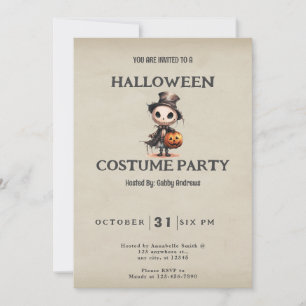 Ghoul in Top Hat Jack-O' Lantern Vintage Halloween Invitation