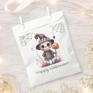 Ghoul in Witches Hat Spiderwebs Happy Halloween Favor Bag