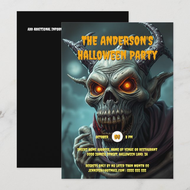 Ghoul monster folklore monster adults halloween  invitation (Front/Back)