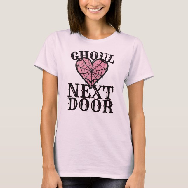Ghoul Next Door Heart Web – Cute Spooky Halloween T-Shirt (Front)