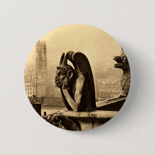 Ghoul Notre Dame, Paris France 1912 Vintage Button