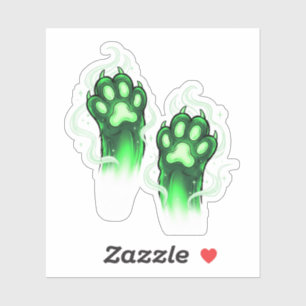 Ghoul Paws – Glowing Green Cat Paws Halloween Sticker