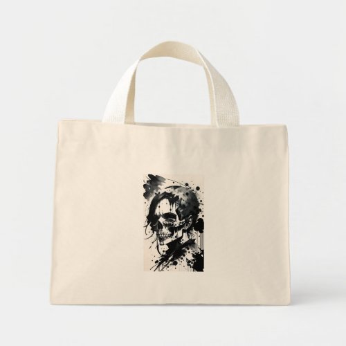 ghoul skeleton fallout skull ink drawing art mini tote bag