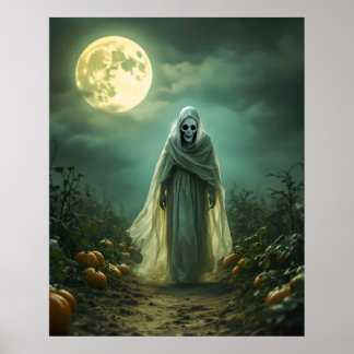 Ghoulish Figure in Moonlight Poster