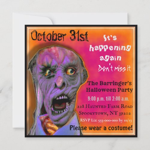 Ghoulish Fun Scary Creepy Halloween Costume Party Invitation
