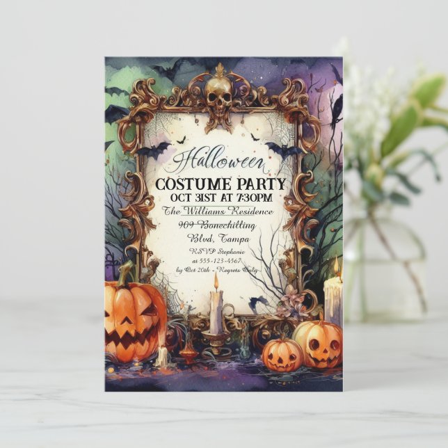 Ghoulish Gala: Personalized Halloween Invitation (Standing Front)