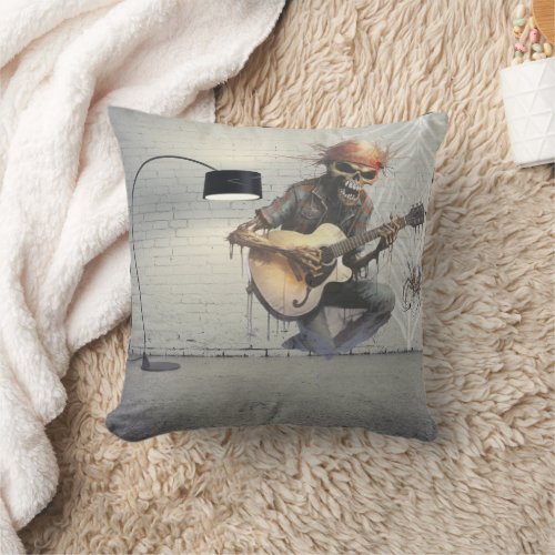 Ghoulish Gallery Halloween Wall Decor Throw Pillow