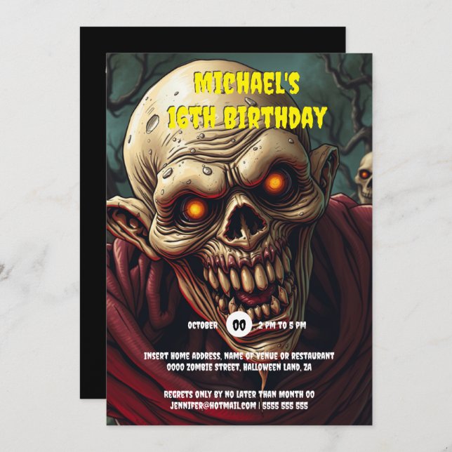 Ghoulish ghoul halloween monster adults party invitation (Front/Back)
